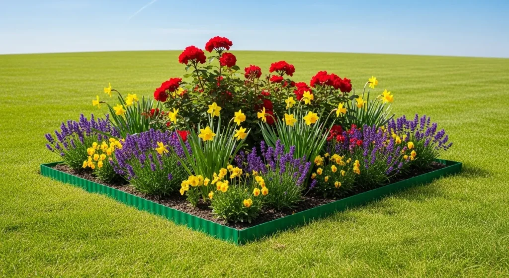 Example of affordable lawn edging in a yard