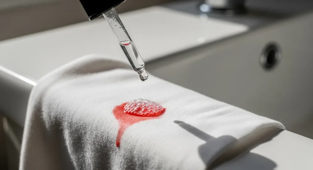 Treating blood stain with peroxide.