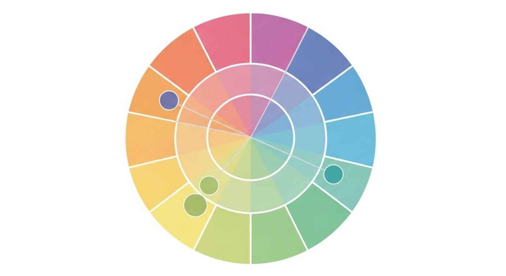 Color wheel diagram with complementary and analogous colors.