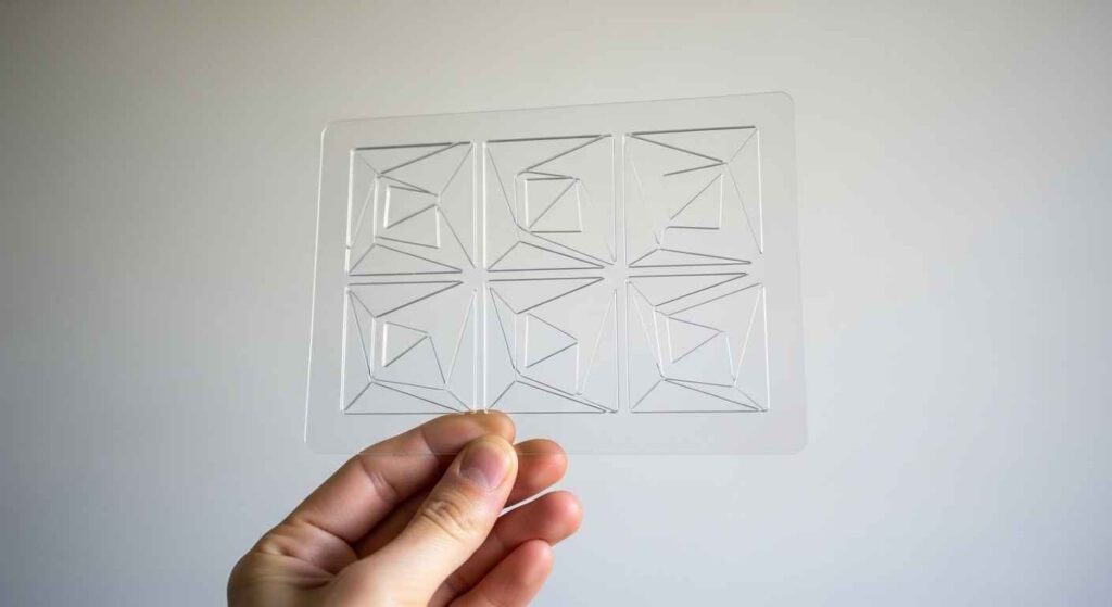 Homemade plastic stencil for wall art.