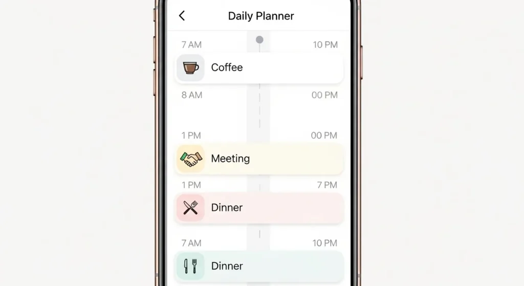 Example of app-organized schedule