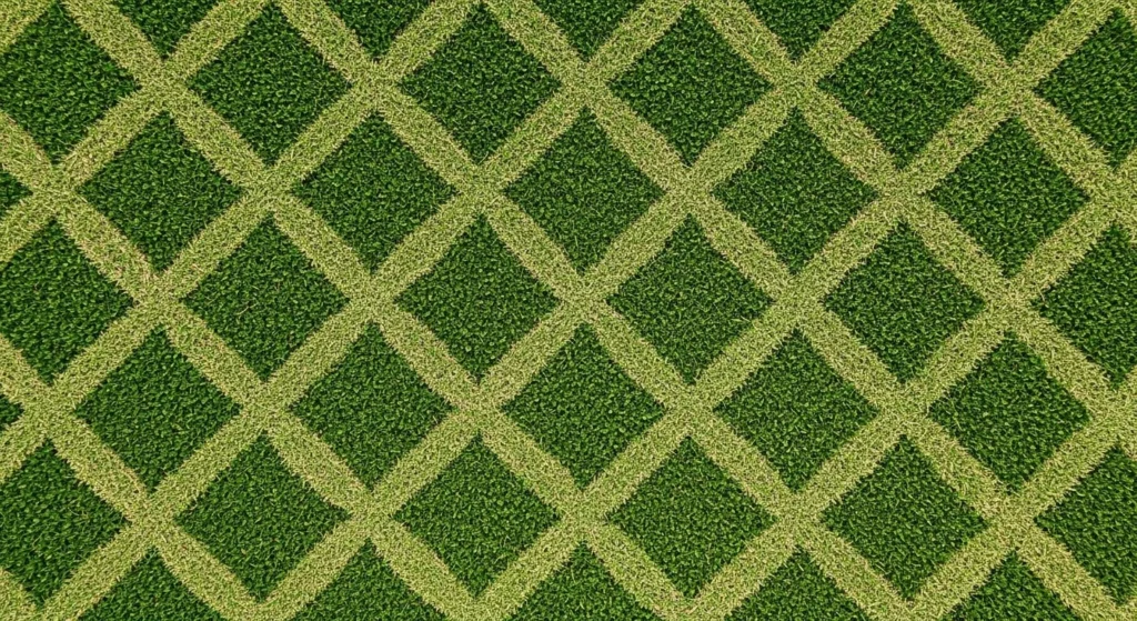 Diamond shapes mowed into grass for better curb appeal.
