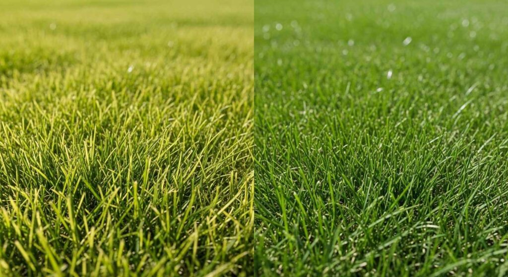 Side-by-side comparison of cool-season and warm-season grasses.