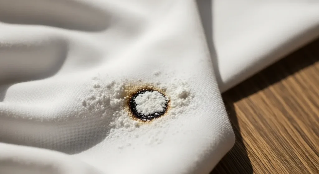 Cornstarch on greasy fabric stain.