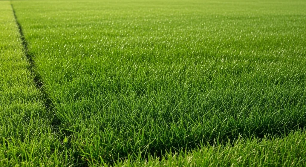 Vibrant green lawn with neat edges and healthy grass