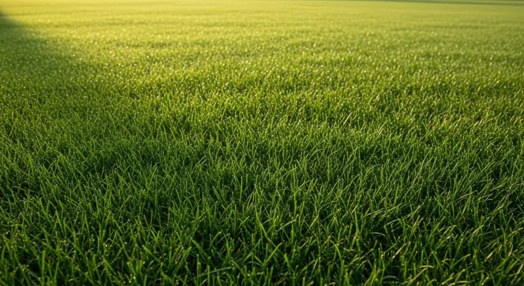 Lush Kentucky bluegrass lawn in full sun.