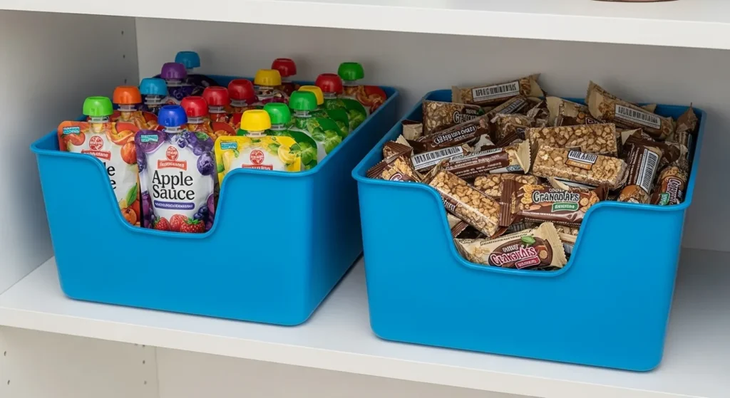 Kid-friendly pantry snack area.