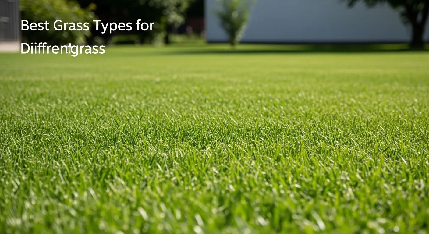 Colorful lawn with diverse grass varieties.