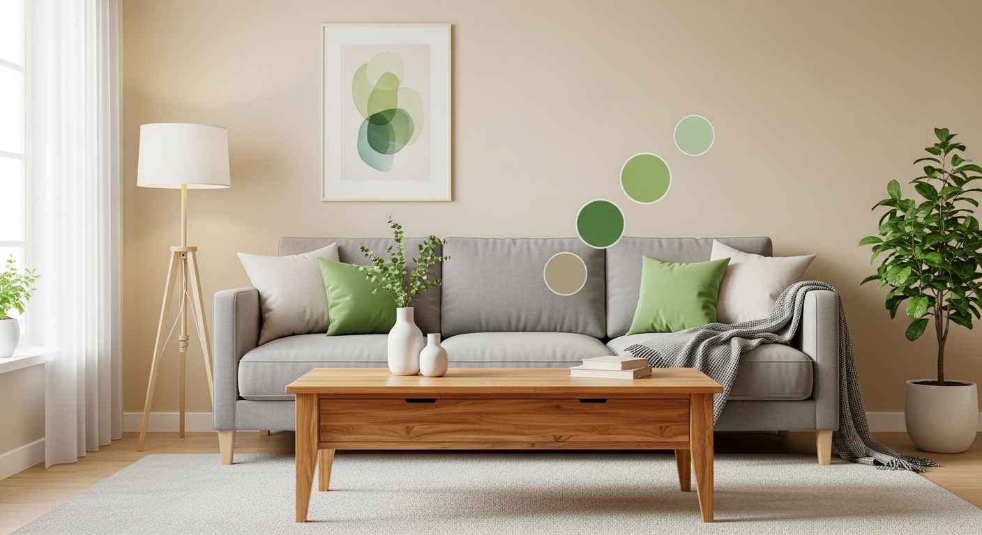 Thumbnail of living room showing paint matched to furniture.