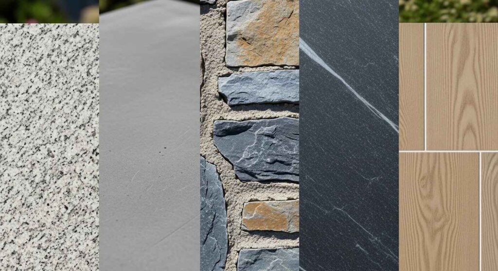 Comparison of five outdoor kitchen countertop material options