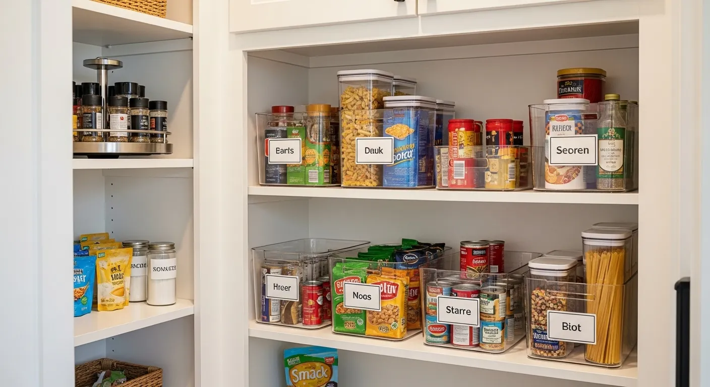 Eye-catching thumbnail of pantry storage hacks for families.