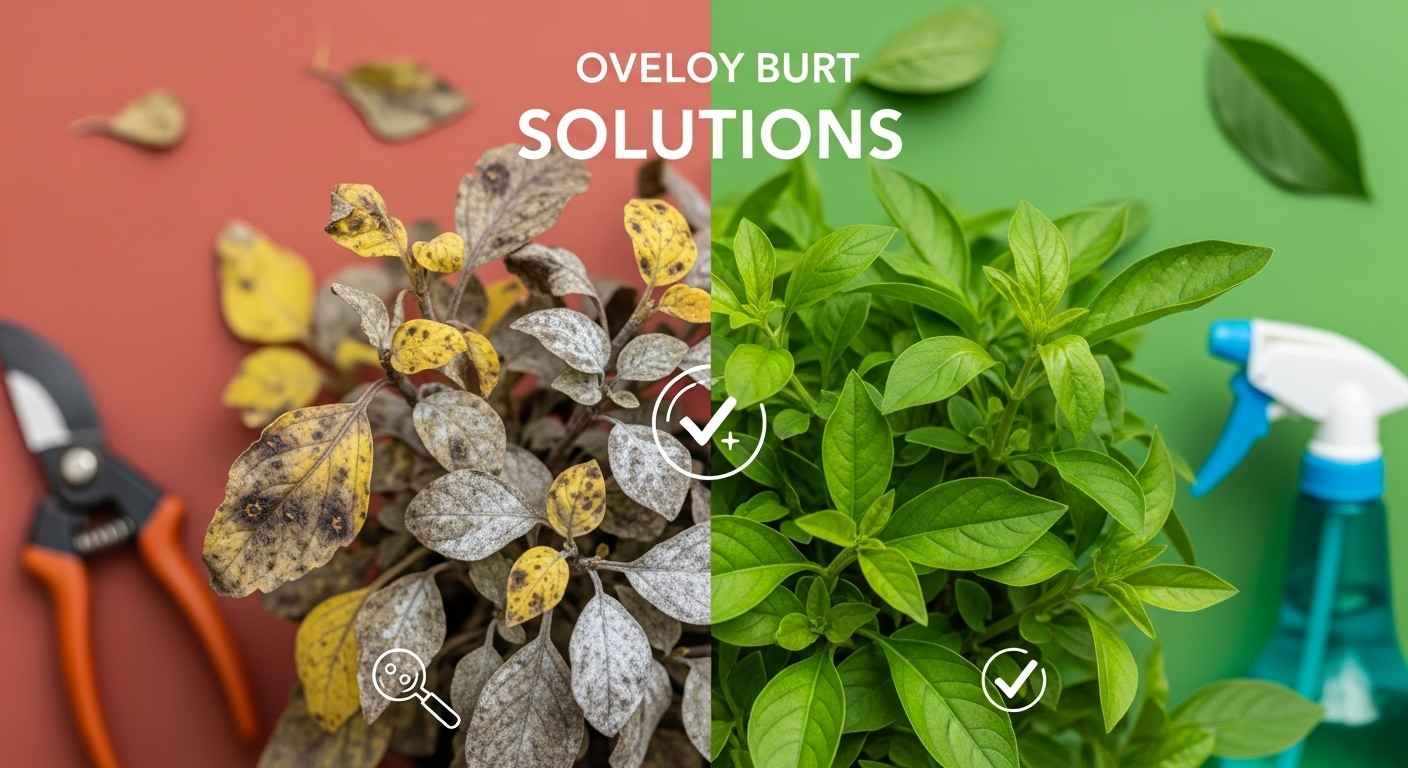 Split screen thumbnail showing diseased plant leaves on left and healthy plants on right representing plant disease solutions