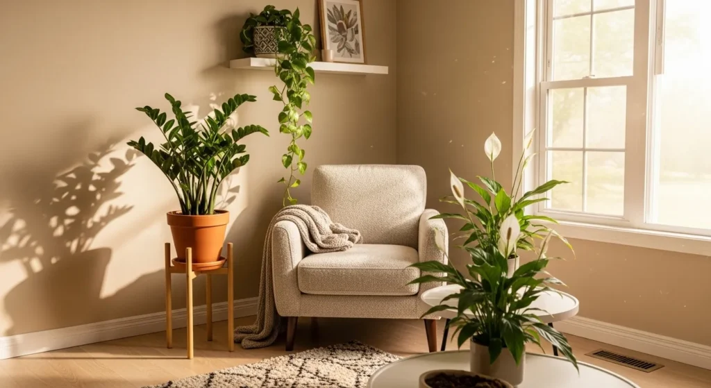 Indoor setup of shade-tolerant plants