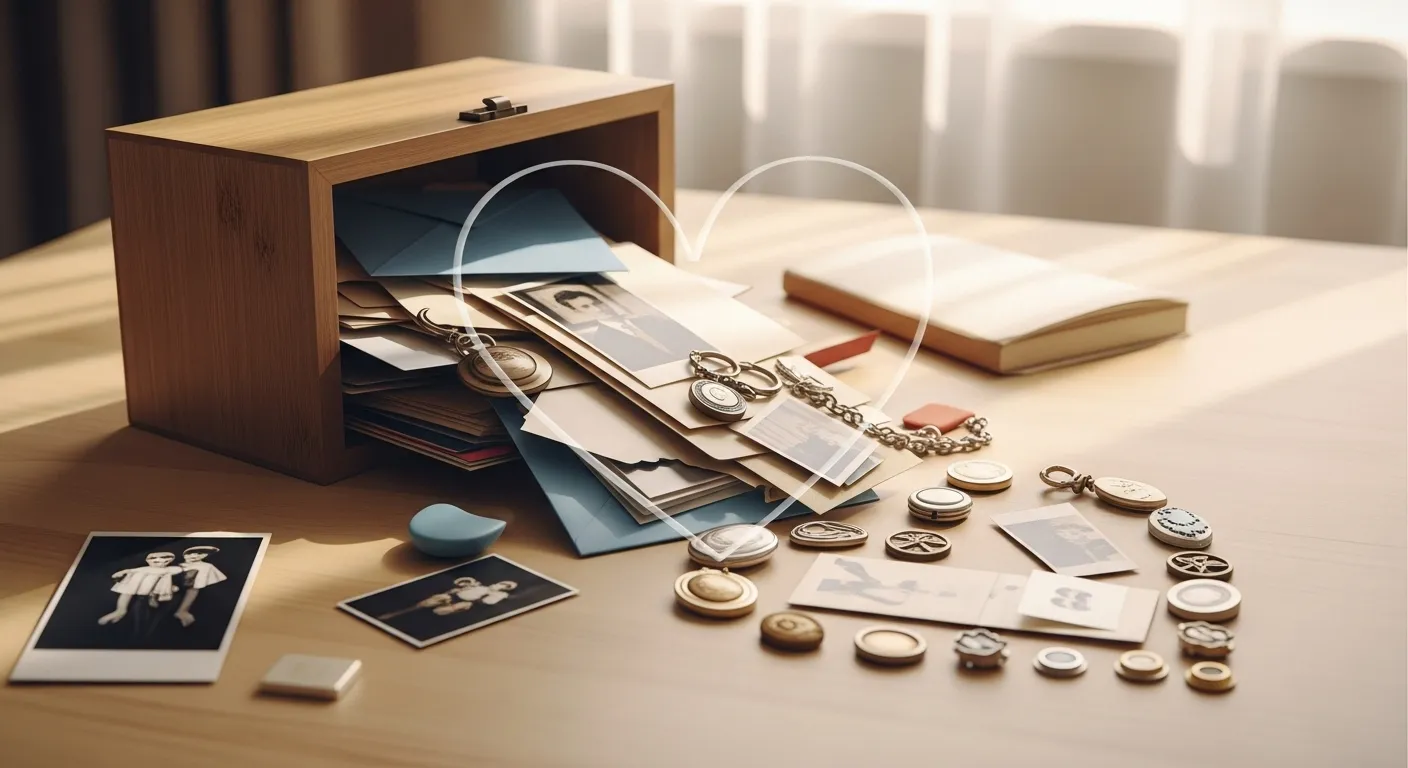 Thumbnail showing sentimental items in a box for decluttering tips