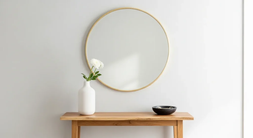 Entryway mirror with console table below.
