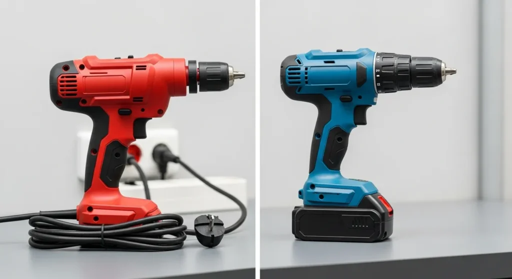 Comparison of corded and cordless power drills