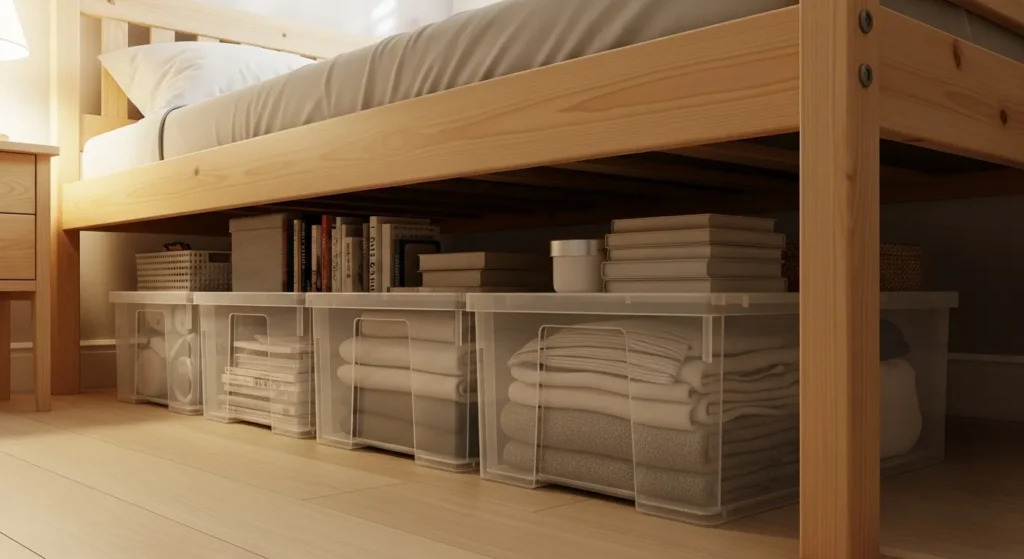 Under bed storage for studio apartment