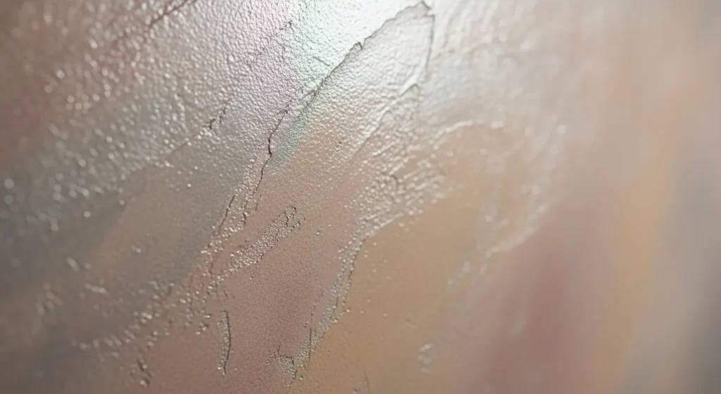 Close-up of wall with Venetian plaster texture showing smooth, burnished surface with natural color depth