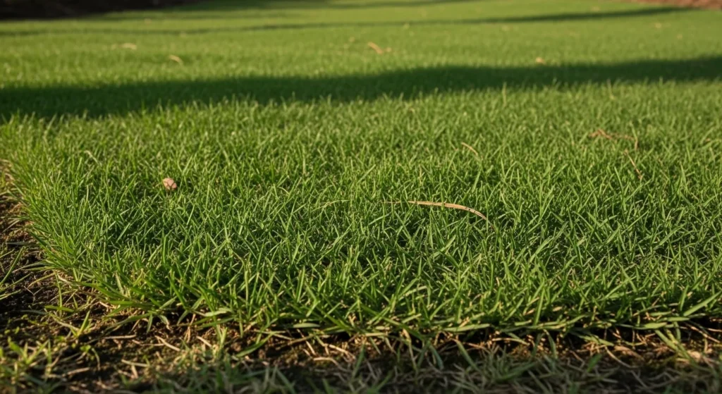 Thick zoysiagrass in a backyard.